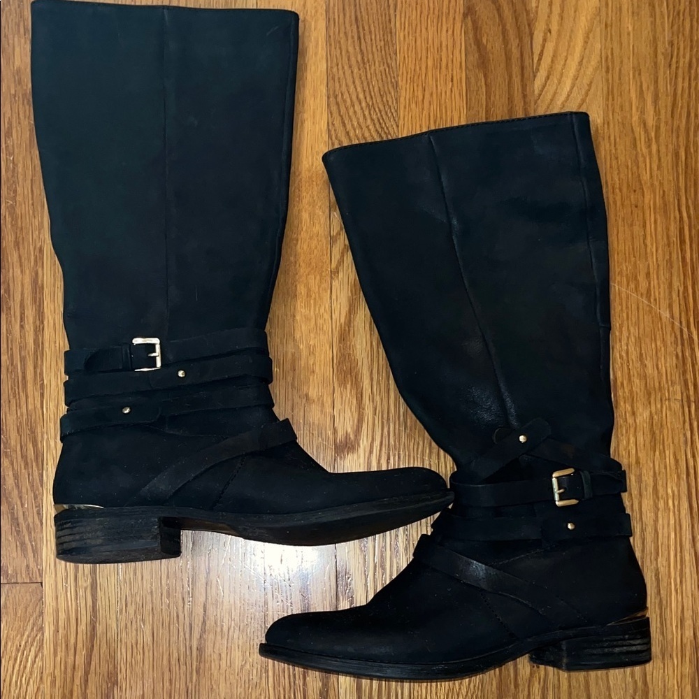 Steve Madden Albany Style Black Leather Low Heeled Boots size 8.5